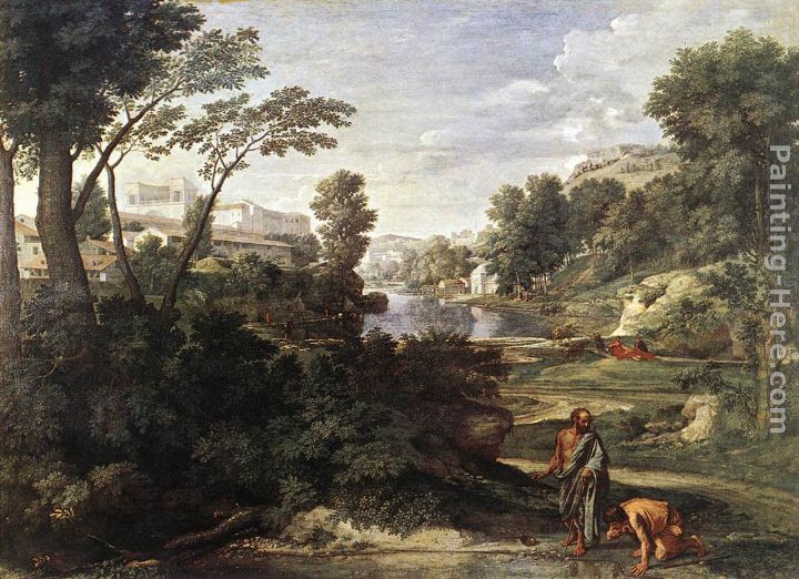Landscape with Diogenes painting - Nicolas Poussin Landscape with Diogenes art painting
